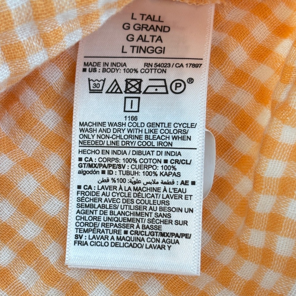 Old Navy Orange Gingham Button-Up Blouse - Picture 6 of 8